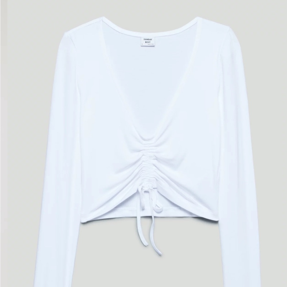 Sunday best vneck ribbed cropped drawstring. Size medium.